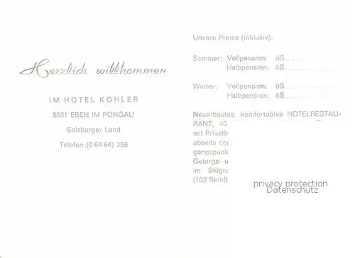 AK / Ansichtskarte Eben Pongau Hotel Kohler  Kat. Eben im Pongau