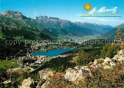 AK / Ansichtskarte St Moritz GR Seepartie mit Celerina Samedan Bever La Punt Madulain Zuoz Kat. St Moritz