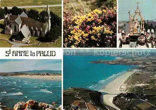 AK / Ansichtskarte St Anne La Palud Bretagne Tracht Fliegeraufnahme Kirche Strand