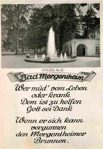 AK / Ansichtskarte Mergentheim Bad Fontaene Brunnen Kurpark Kat. Bad Mergentheim