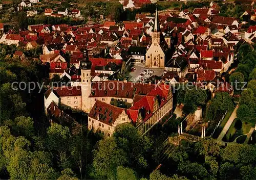 AK / Ansichtskarte Weikersheim Fliegeraufnahme Schloss mit Marktplatz Kat. Weikersheim