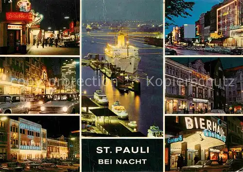 AK / Ansichtskarte St Pauli bei Nacht und Hafen  Kat. Hamburg