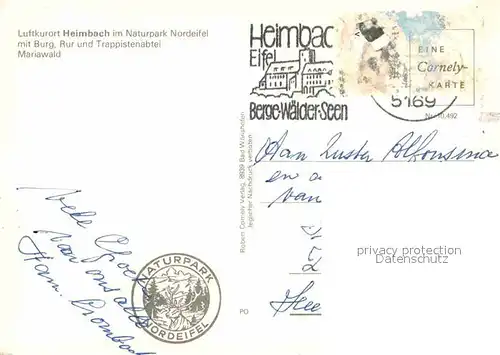 AK / Ansichtskarte Heimbach Eifel mit Burg Rur  und Trappistenabtei Mariawald Minigolf Kat. Heimbach
