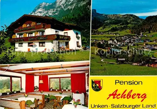 AK / Ansichtskarte Unken Pension Achberg Gesamtansicht mit Alpen Kat. Unken