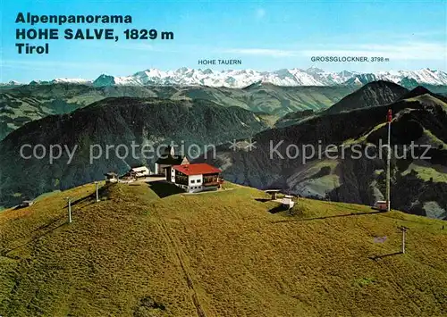 AK / Ansichtskarte Hopfgarten Brixental Gipfelrestaurant Hohe Salve Alpenpanorama Hohe Tauern Grossglockner Fliegeraufnahme Kat. Hopfgarten im Brixental