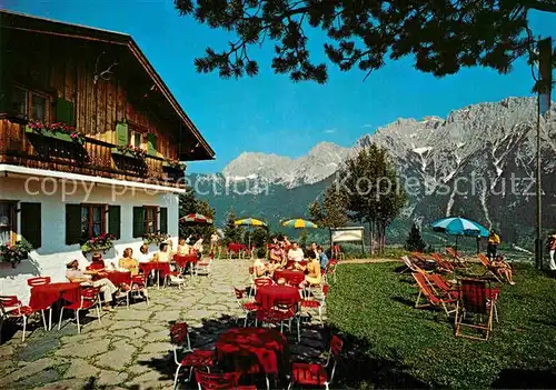 AK / Ansichtskarte Mittenwald Bayern Korbinianhuette Terrasse Karwendelgebirge Kat. Mittenwald