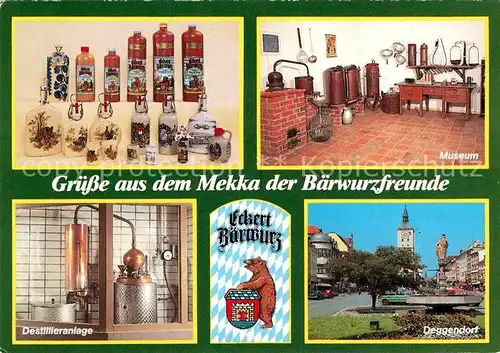 AK / Ansichtskarte Deggendorf Donau Brennerei zum Baeren Baerwurz Museum Platz Brunnen Kat. Deggendorf