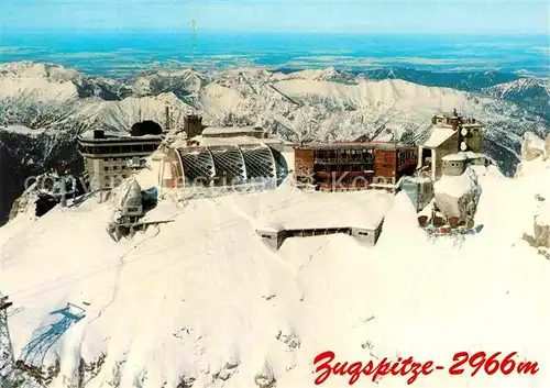 AK / Ansichtskarte Zugspitze Zugspitzbahn Bergstation Berghotel Alpenpanorama Fliegeraufnahme Kat. Garmisch Partenkirchen