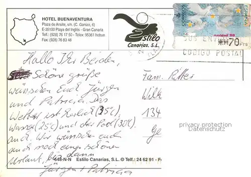 AK / Ansichtskarte Playa del Ingles Gran Canaria Hotel Buenaventura Swimming Pool Kat. San Bartolome de Tirajana