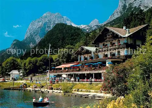 AK / Ansichtskarte Hintersee Berchtesgaden Seehotel Gamsbock mit Reiteralpe Berchtesgadener Alpen Kat. Berchtesgaden