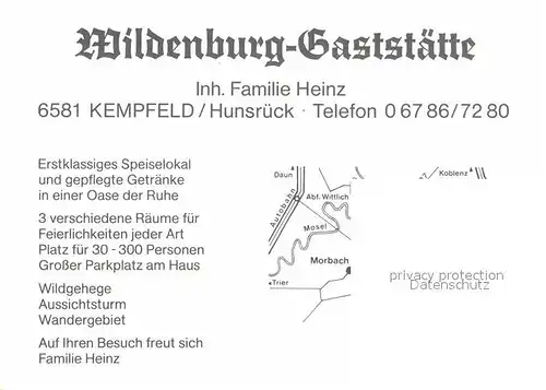 AK / Ansichtskarte Kempfeld Wildenburg Gaststaette Kat. Kempfeld