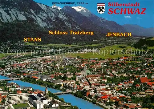 AK / Ansichtskarte Schwaz Tirol Panorama Silberstadt Schloss Tratzberg Rofangebirge Fliegeraufnahme Kat. Schwaz
