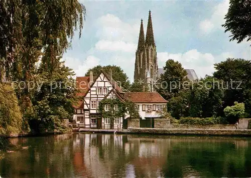 AK / Ansichtskarte Soest Arnsberg Muehle am grossen Teich mit Wiesenkirche