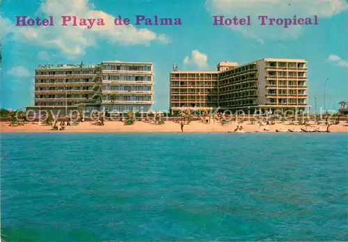 AK / Ansichtskarte Playa de Palma Mallorca Hotel Playa de Palma Hotel Tropical Strand vom Meer aus Kat. Spanien