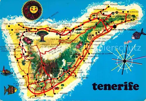 AK / Ansichtskarte Tenerife Mapa de la Isla Landkarte der Insel Kat. Islas Canarias Spanien