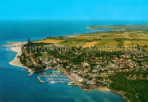 AK / Ansichtskarte Laboe Fliegeraufnahme mit Strand und Hafen Kat. Laboe