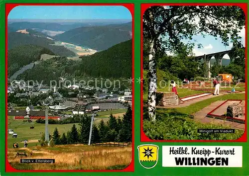AK / Ansichtskarte Willingen Sauerland Blick vom Ettelsberg Minigolf Viadukt Kat. Willingen (Upland)