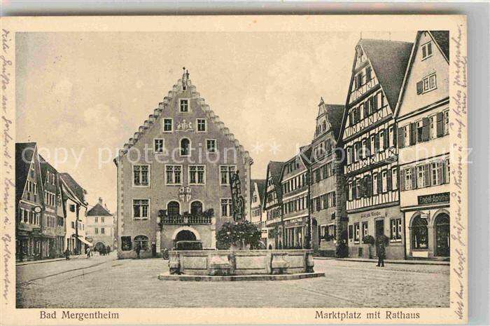 Ak Ansichtskarte Bad Mergentheim Brunnen Und Rathaus Fachwerkhaeuser