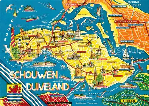 AK / Ansichtskarte Schouwen Duiveland Landkarte Insel Kat. Schouwen Duiveland