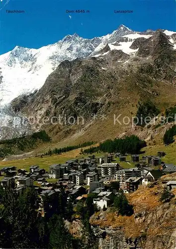 AK / Ansichtskarte Saas Fee Wintersportort mit Taeschhorn Dom Lenzspitze Walliser Alpen Kat. Saas Fee