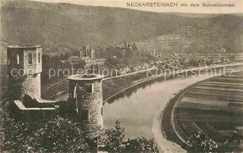 AK / Ansichtskarte Neckarsteinach Neckarpartie mit Vorderburg Mittelburg Hinterburg Burg Schwalbennest Kat. Neckarsteinach