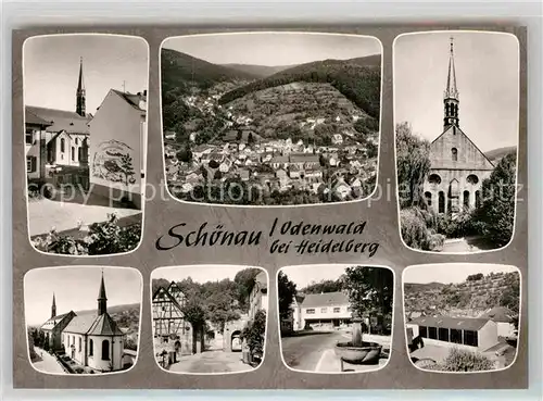 AK / Ansichtskarte Schoenau Odenwald Kirchen Brunnen Panorama Kat. Schoenau