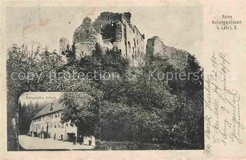 AK / Ansichtskarte Lahr Schwarzwald Wirtschaft zum Loewen Ruine Hohengeroldseck Kat. Lahr