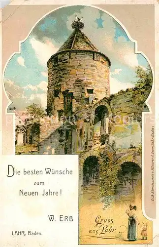 AK / Ansichtskarte Lahr Schwarzwald Neujahrskarte Turm Kat. Lahr
