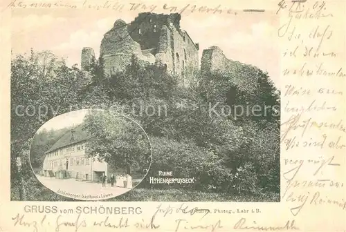 AK / Ansichtskarte Lahr Schwarzwald Ruine Hohengeroldseck Schoenberger Gasthaus zum Loewen Kat. Lahr