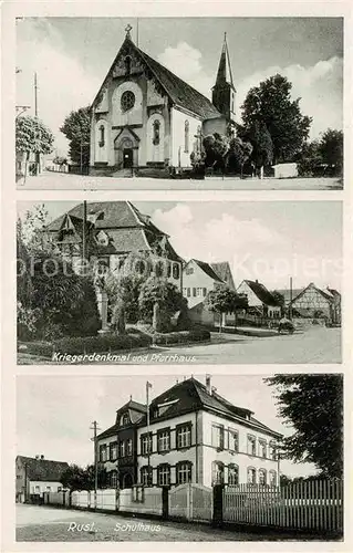 AK / Ansichtskarte Rust Ortenaukreis Kirche Kriegerdenkmal Pfarrhaus Schulhaus Kat. Rust