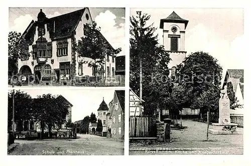 AK / Ansichtskarte Kuerzell Rathaus Schule Pfarrhaus Kirche Kriegerdenkmal Kat. Meissenheim