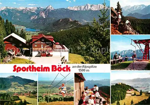 AK / Ansichtskarte Nesselwang Sportheim Boeck an der Alpspitze Bergwandern Bergbahn Sessellift Alpenpanorama Kat. Nesselwang