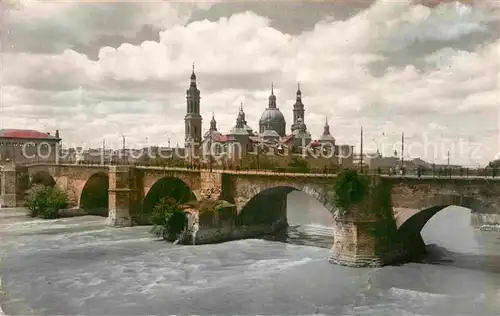 AK / Ansichtskarte Zaragoza Aragon Puente de Piedra sobre el Ebro Kat. Zaragoza Saragossa