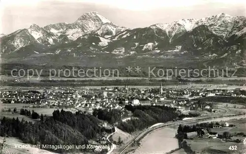 AK / Ansichtskarte Villach Kaernten Panorama mit Mittagskogel und Karawanken Kat. Villach