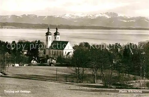 AK / Ansichtskarte Tutzing Starnberger See Blick zur Kirche Alpenpanorama