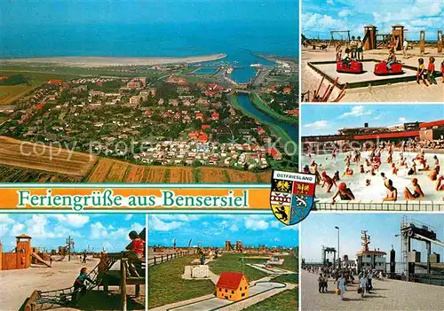 AK / Ansichtskarte Bensersiel Fliegeraufnahme Strand Kinderspielplatz Hafen Kat. Esens