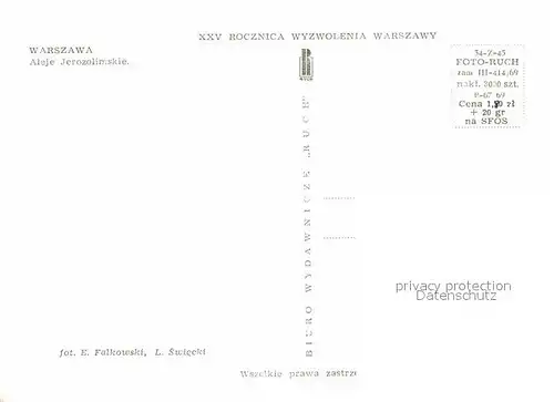 AK / Ansichtskarte Warszawa Aleje Jerozolimskie 1945 und 1970 Kat. Warschau Polen