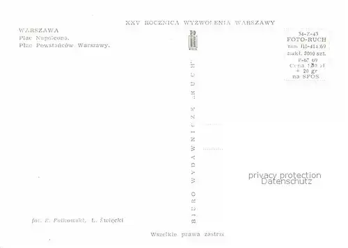 AK / Ansichtskarte Warszawa Plac Napoleona Plac Powstancow 1945 und 1970 Kat. Warschau Polen