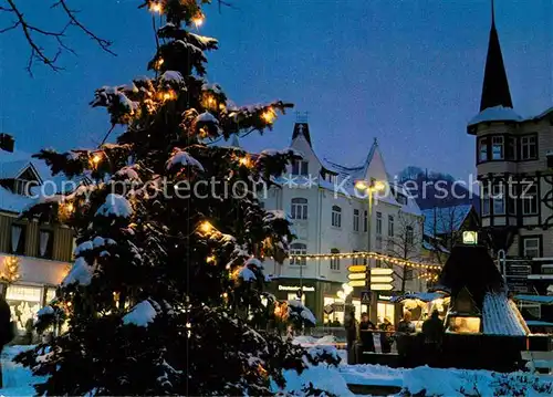 AK / Ansichtskarte Bad Harzburg Marktplatz zur Weihnachtszeit am Abend Christbaum Kat. Bad Harzburg