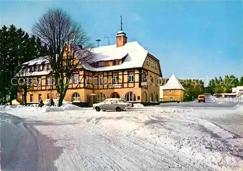 AK / Ansichtskarte Hochwaldhausen Ilbeshausen Gasthaus Pension Zum Felsenmeer Hoehenluftkurort im Winter Kat. Grebenhain