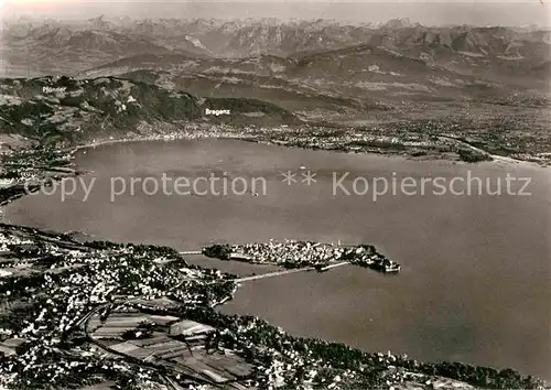 AK / Ansichtskarte Lindau Bodensee Bregenzer Bucht Alpenkette Fliegeraufnahme Kat. Lindau (Bodensee)