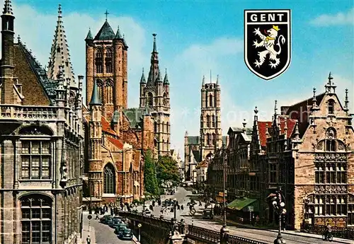 AK / Ansichtskarte Gent Gand Flandre St Nicolai Kirche Belfried St Bavo Kathedrale Wappen Kat. 