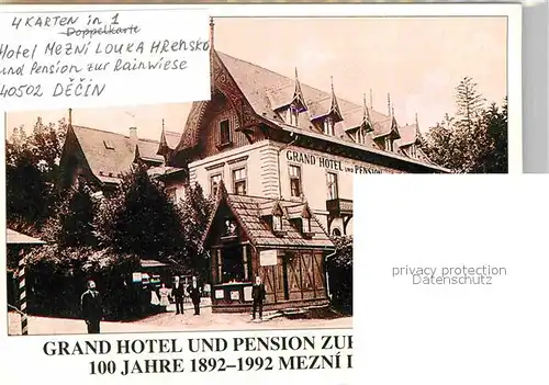 AK / Ansichtskarte Hrensko Mezni Louka Hotel Grand Hotel und Pension zur Rainwiese  Kat. Herrnskretschen