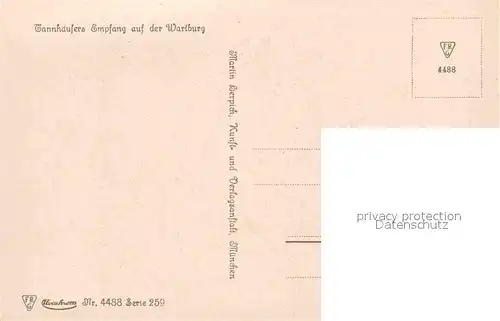 AK / Ansichtskarte Sagen Maerchen Tannhaeuser Empfang auf der Wartburg Nr. 4488 Serie 259 Kat. Maerchen und Sagen
