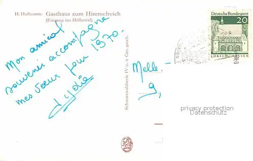 AK / Ansichtskarte Hoffmann Heinrich Gasthaus zum Himmelreich Eingang ins Hoellental  Kat. Kuenstlerkarte