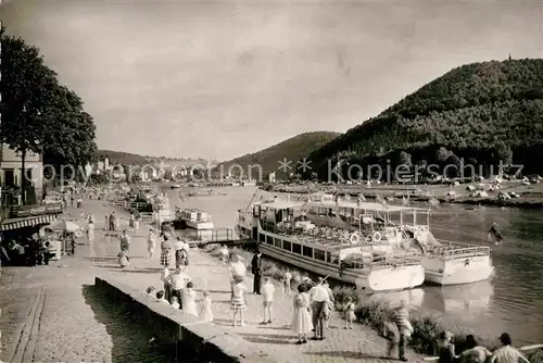 AK / Ansichtskarte Neckarsteinach Promenade Schiffsanlegestelle Kat. Neckarsteinach