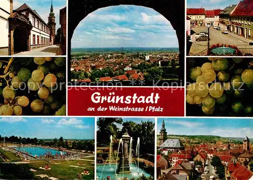AK / Ansichtskarte Gruenstadt Teilansichten Panorama Schwimmbad Brunnen Kat. Gruenstadt