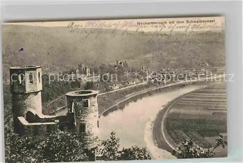 AK / Ansichtskarte Neckarsteinach Panorama mit Burg Schwalbennest Kat. Neckarsteinach