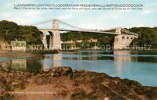 AK / Ansichtskarte Menai Bangor The Mensai Suspension Bridge Kat. Gwynedd
