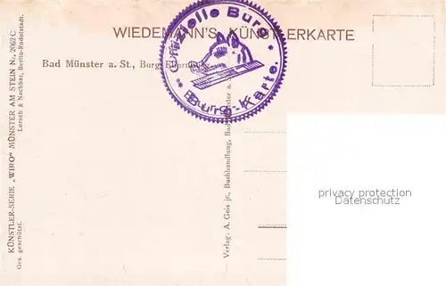 AK / Ansichtskarte Verlag Wiedemann WIRO Nr. 2062 C Bad Muenster am Stein Burg Ebernburg Kat. Verlage